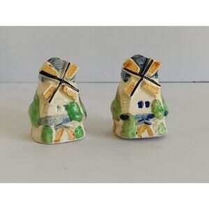 Vintage 1950's Japan Blue & White Windmill Salt and Pepper Shakers